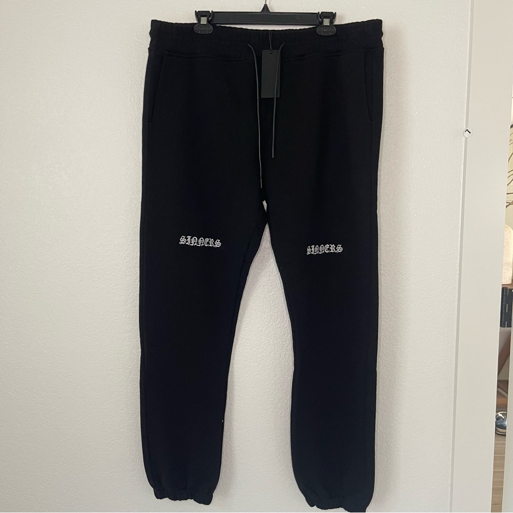 *$255 Nwt Rta Men Owen Sinners Black Sweatpants Sz Xl